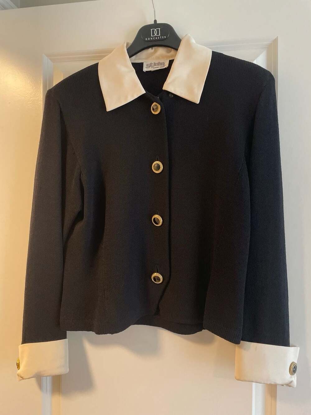 Vintage St. John by Marie Gray Black Knit Blazer  Skirt Set
